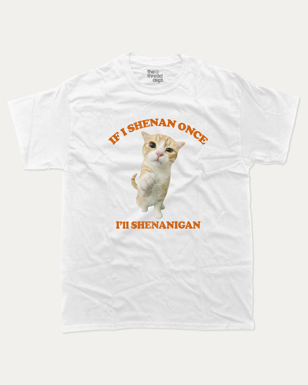 Cat Shenanigan graphic tee with bold and humorous print, Funny Meme Graphic T shirt, Cat meme Graphic T shirt, Animal Graphic T shirt, funny and trendy graphic. Perfect for adults and gift-giving. White shirt.