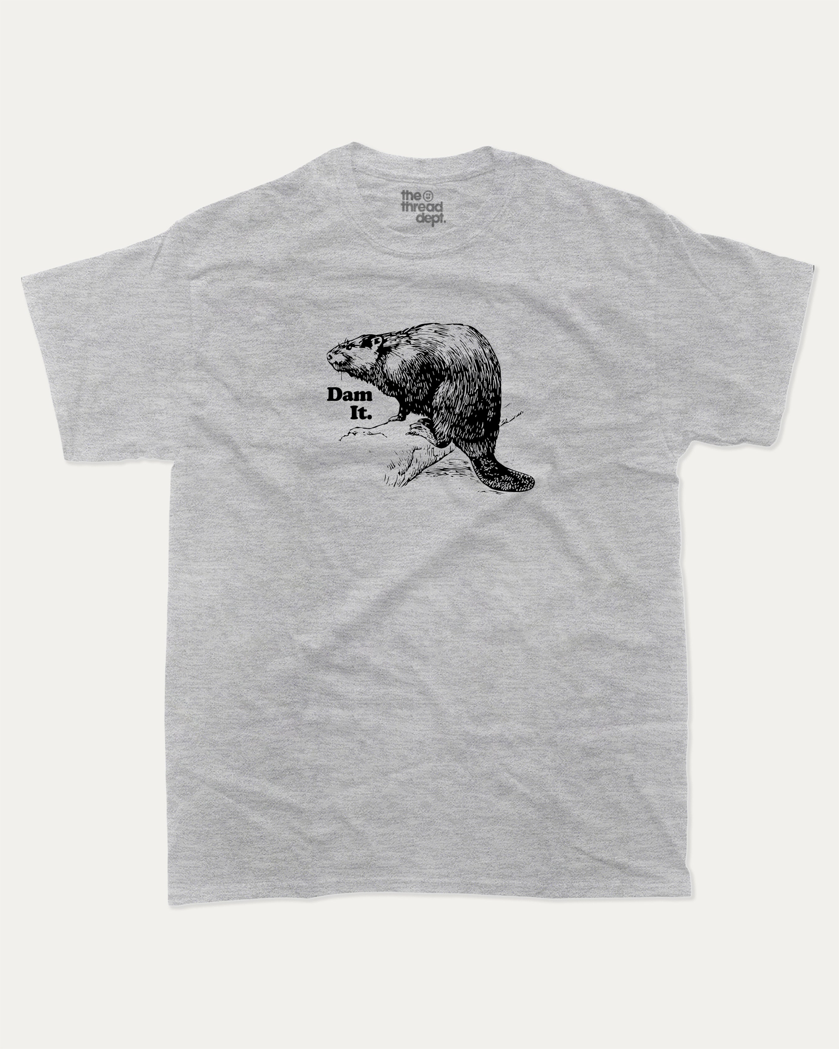 Dam it graphic tee with bold and humorous print, funny and trendy graphic. Funny Animal Graphic tee, Humorous Animal T shirt, Perfect for adults and gift-giving. Heather Grey shirt.