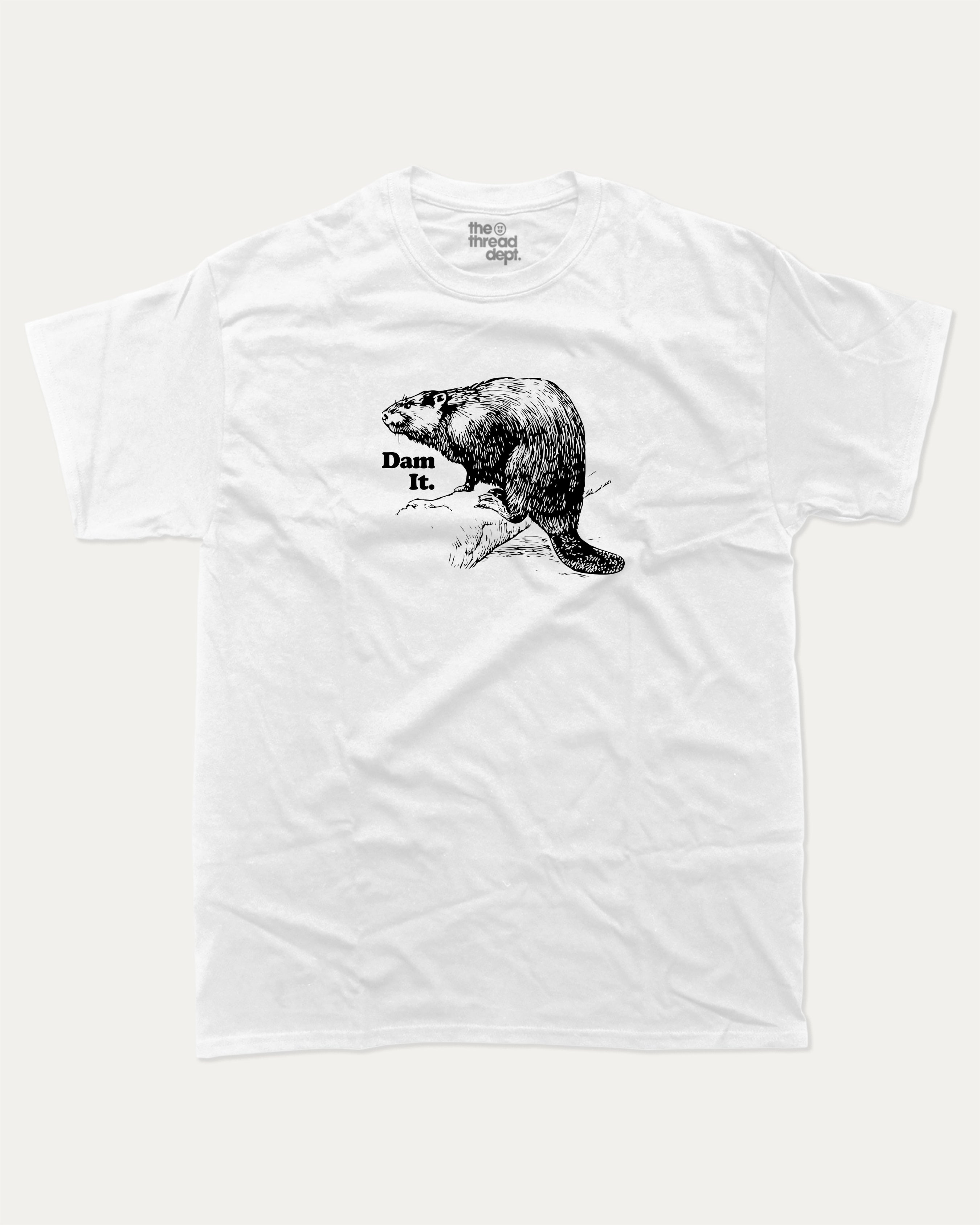 Dam it graphic tee with bold and humorous print, funny and trendy graphic. Funny Animal Graphic tee, Humorous Animal T shirt, Perfect for adults and gift-giving. White shirt.