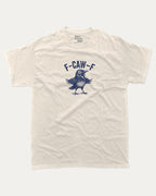F-Caw-F Crow graphic tee with bold and humorous print, Funny Animal Pun Words Graphic T shirt, funny and trendy graphic. Perfect for adults and gift-giving. Cream shirt.
