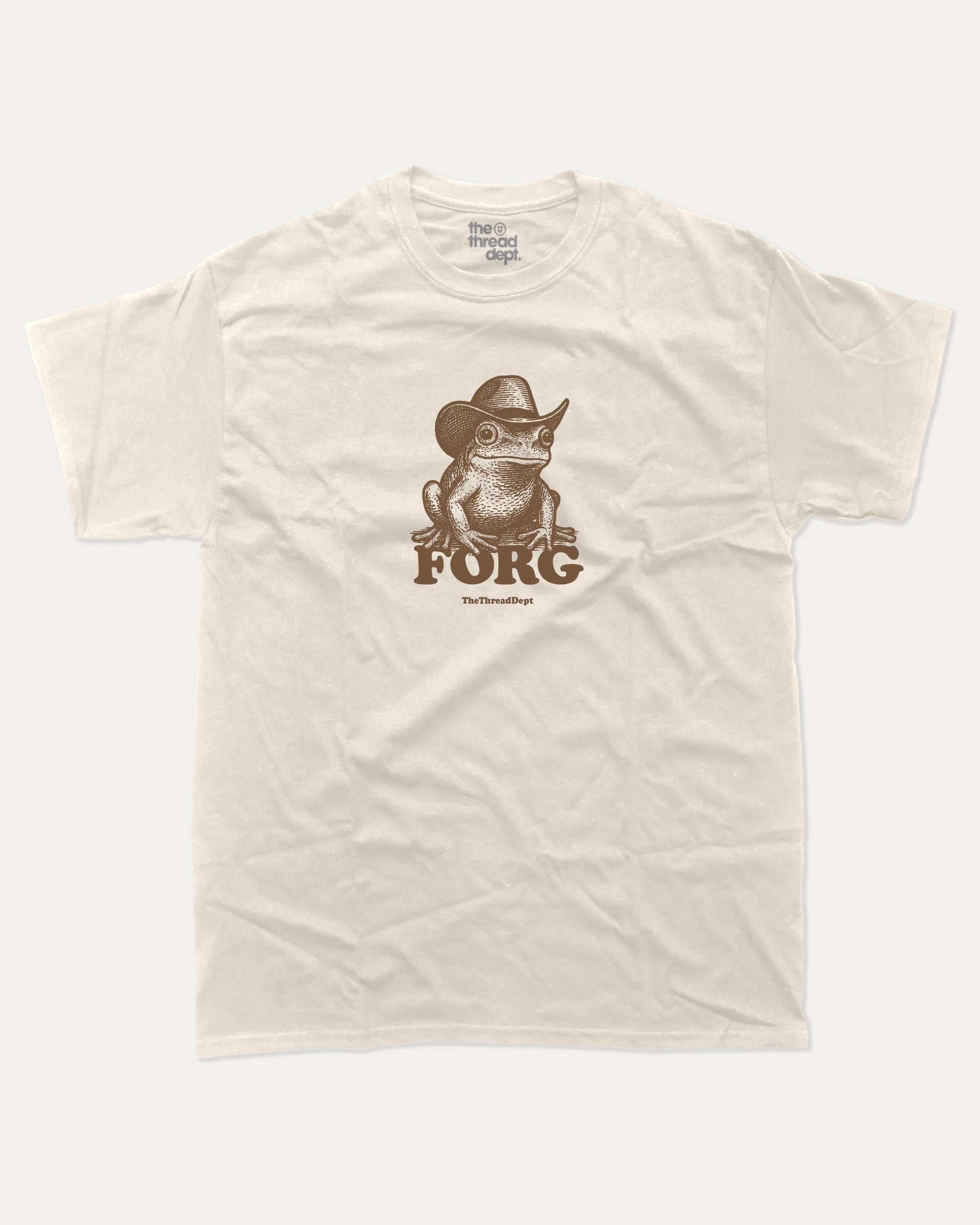 Forg graphic t-shirt, perfect for gifts. A must-have frog funny tee, trending meme shirt, unique gift idea. Cream.