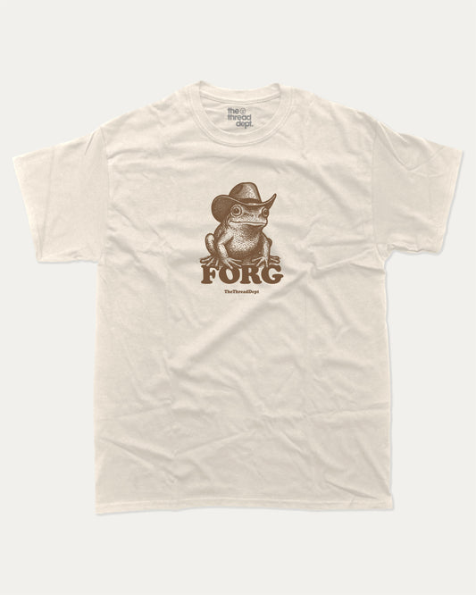 Forg graphic t-shirt, perfect for gifts. A must-have frog funny tee, trending meme shirt, unique gift idea. Cream.