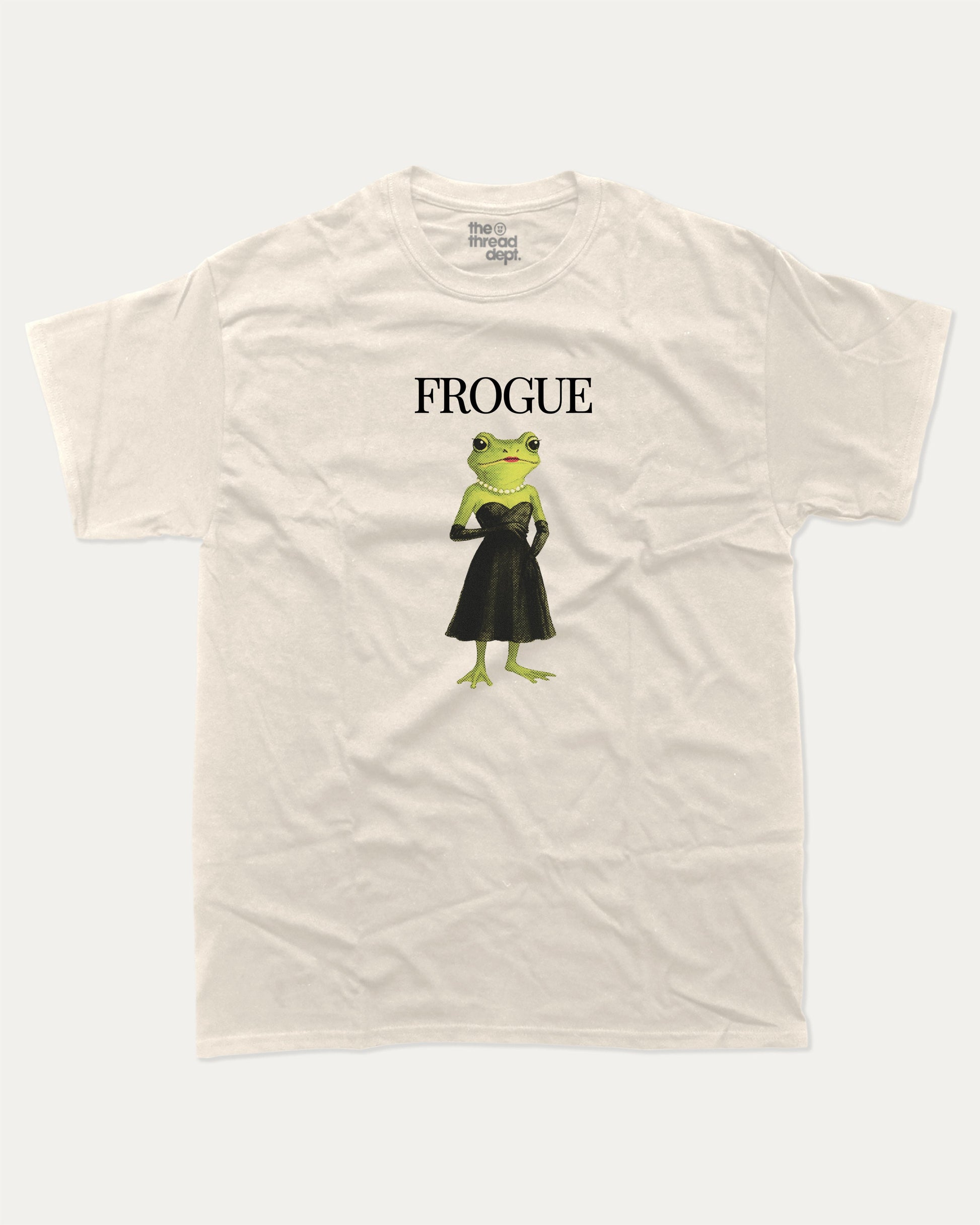 Frogue graphic t-shirt, Funny Frog Graphic T shirt, Funny Animal T shirt, Pun T shirt, Humorous Animal T shirt,  A must-have funny tee, trending meme shirt, unique gift idea. Cream.