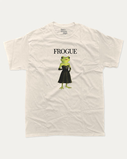 Frogue graphic t-shirt, Funny Frog Graphic T shirt, Funny Animal T shirt, Pun T shirt, Humorous Animal T shirt,  A must-have funny tee, trending meme shirt, unique gift idea. Cream.