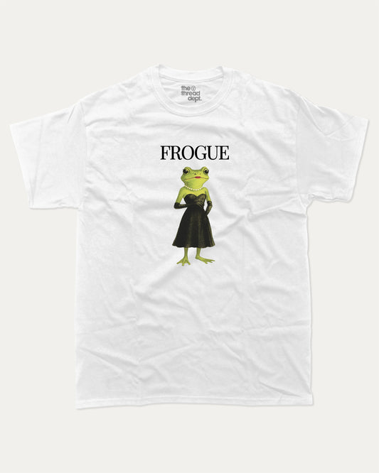 Frogue graphic t-shirt, Funny Frog Graphic T shirt, Funny Animal T shirt, Pun T shirt, Humorous Animal T shirt,  A must-have funny tee, trending meme shirt, unique gift idea. White.