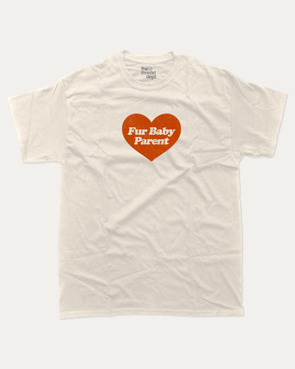 Fur Baby Parent graphic tee with bold and humorous print, funny and trendy graphic. Gift for Pet owner, Animal Lover, Dog owner, Cat owner Graphic Tee, Perfect for adults and gift-giving. Cream shirt.