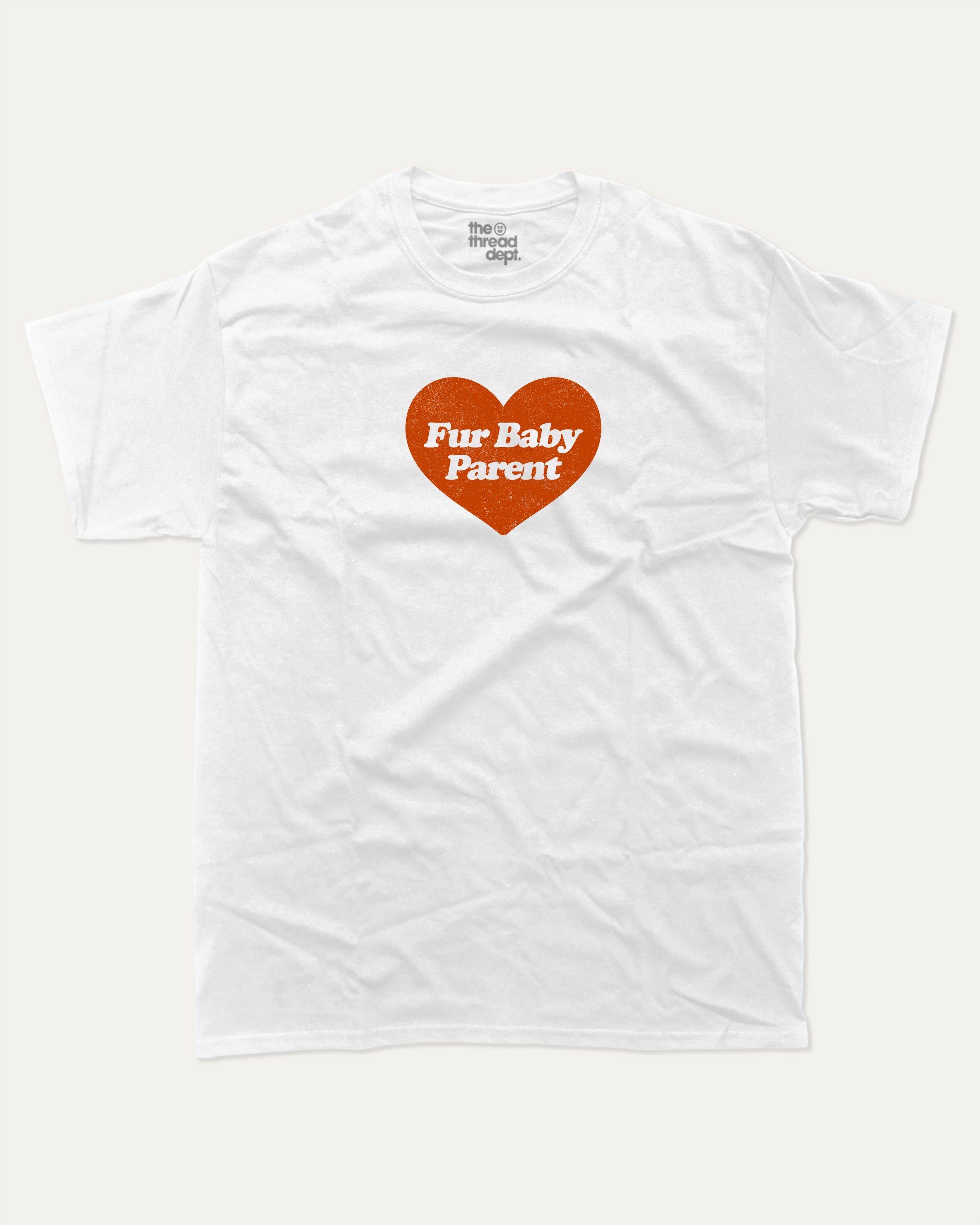 Fur Baby Parent graphic tee with bold and humorous print, funny and trendy graphic. Gift for Pet owner, Animal Lover, Dog owner, Cat owner Graphic Tee, Perfect for adults and gift-giving. White shirt.