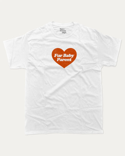 Fur Baby Parent graphic tee with bold and humorous print, funny and trendy graphic. Gift for Pet owner, Animal Lover, Dog owner, Cat owner Graphic Tee, Perfect for adults and gift-giving. White shirt.