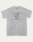 Hold The Fuck Up graphic tee with bold and humorous print, Funny Animal Graphic T shirt, Animal pun Tee, funny and trendy graphic. Perfect for adults and gift-giving. Heather Grey shirt.