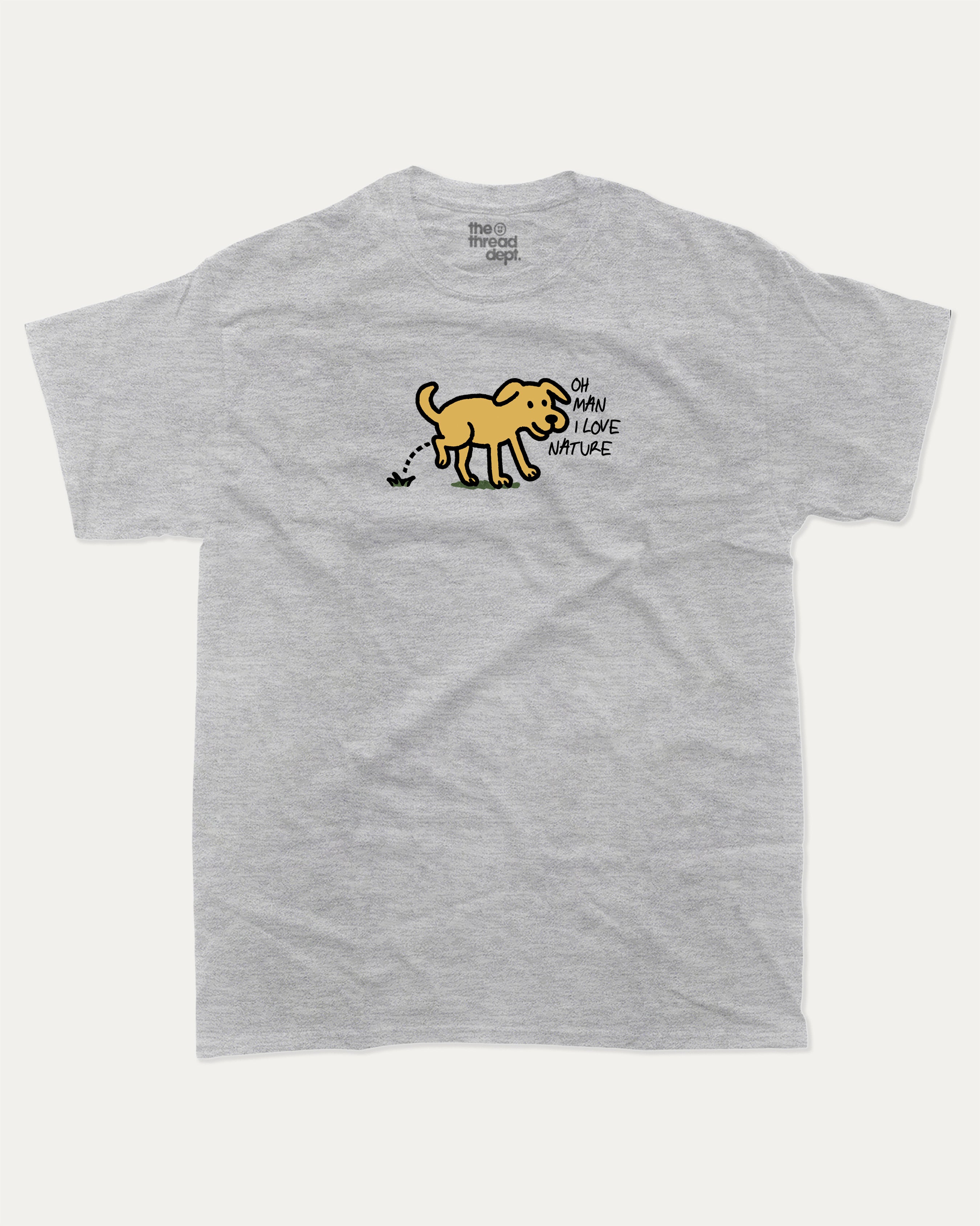 I Love Nature graphic t-shirt, perfect for adults. A must-have funny tee, Funny Graphic Tee. Humorous Text T shirt, Trending meme shirt,, unique gift idea. Heather Grey.