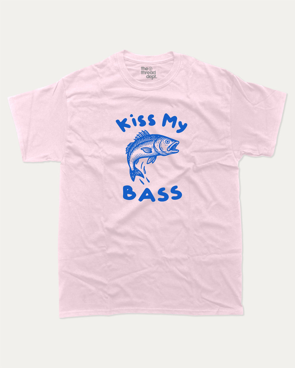 Kiss My Bass graphic tee with bold and humorous print, funny and trendy  graphic. Perfect gift for fish lover, Fishing Graphic T shirt, Funny Fish tee,  Perfect for adults and gift-giving. Pink shirt.