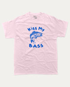 Kiss My Bass graphic tee with bold and humorous print, funny and trendy  graphic. Perfect gift for fish lover, Fishing Graphic T shirt, Funny Fish tee,  Perfect for adults and gift-giving. Pink shirt.