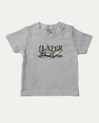 Later Gator graphic t-shirt with vintage alligator graphic, funny and trendy graphic. Perfect funny gifts for friends. Heather Grey shirt.