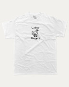 Later Haters graphic tee with bold and humorous print, funny and trendy graphic. Funny Animal Graphic T shirt, Humorous Animal Tee,  Perfect for adults and gift-giving. White shirt.