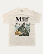Man I Love Felines graphic tee with bold and humorous print, funny and trendy graphic. Funny Cat Graphic T shirt, Gift for Cat Lover, Cat Graphic T shirt, Cute Cat tee, Perfect for adults and gift-giving. Cream shirt.