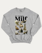 Man I Love Ferrets graphic sweatshirt with bold and humorous print, Perfect Gift for Ferret Lovers, warm and cozy graphic for everyday wear. Perfect for adults and gift-giving. Heather Grey pullover.