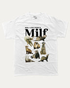 Man I Love Ferrets graphic tee with bold and humorous print, Perfect Gift for Ferret Lovers, funny and trendy graphic. Perfect for adults and gift-giving. White shirt.