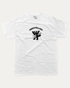 Meowtallica graphic tee with bold and humorous print, funny and trendy graphic. Funny Cat Graphic T shirt, Metallica Graphic T shirt, Perfect gift for rock fans,  Perfect for adults and gift-giving. White shirt.