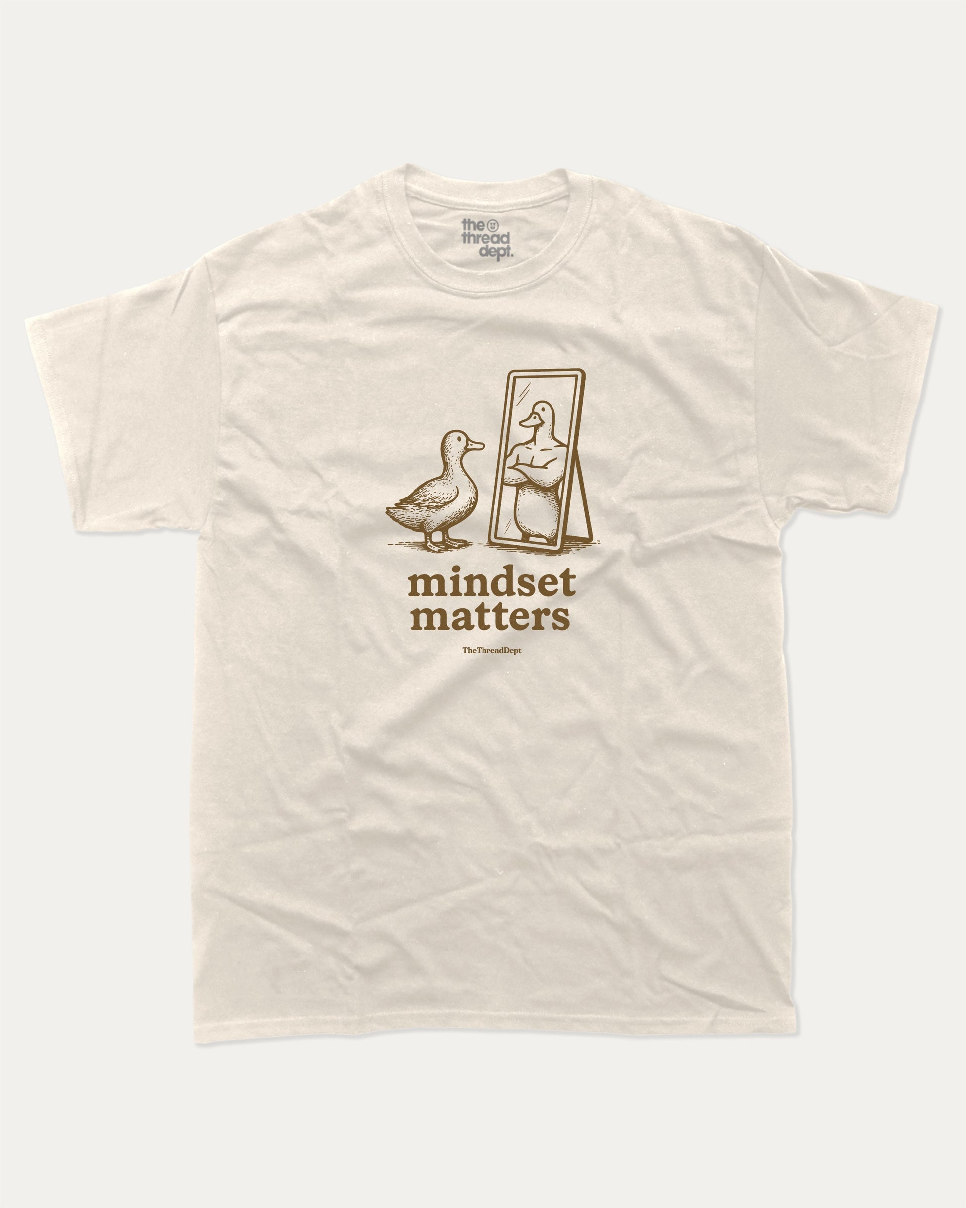 Mindset Matters graphic t-shirt, perfect for gifts. Funny duck graphic tee, trending meme shirt, unique gift idea. Cream.