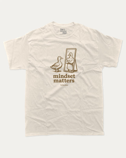 Mindset Matters graphic t-shirt, perfect for gifts. Funny duck graphic tee, trending meme shirt, unique gift idea. Cream.
