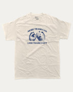 More trash can Less trash can't graphic tee with funny raccoon and possum print, funny and trendy graphic. Perfect for adults and gift-giving. Cream shirt.