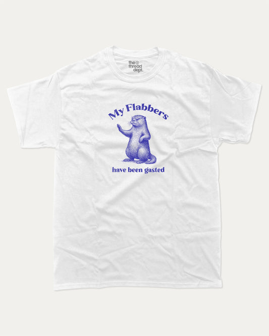 My Flabbers have benn gasted graphic t-shirt, Funny Animal T shirt, Vintage Animal T shirt, Cute Animal T shirt, Funny Graphic Tee,. A must-have funny tee, trending meme shirt, unique gift idea. White.