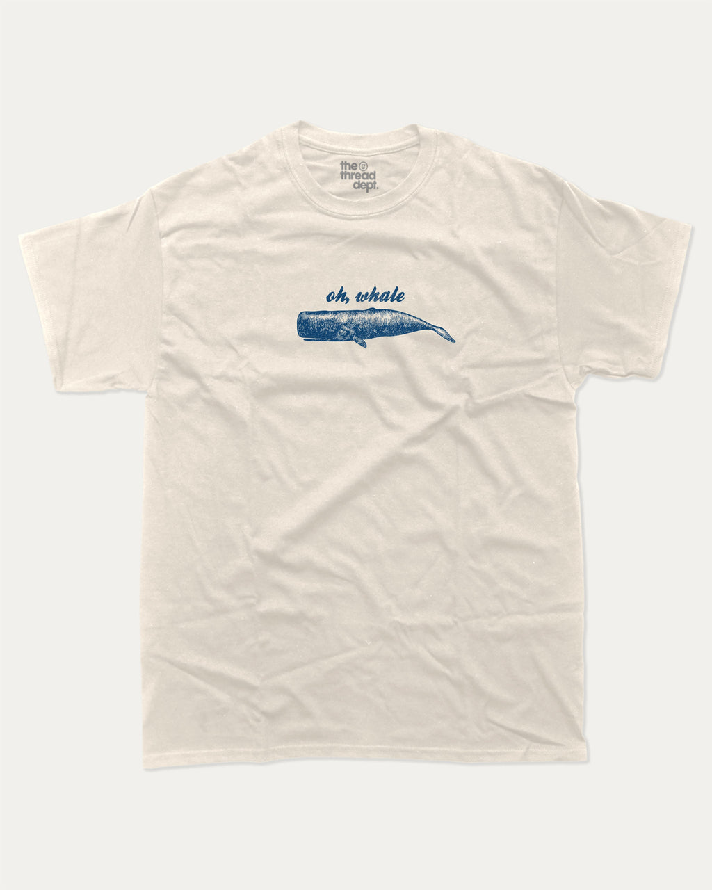 Oh Whale graphic tee with bold and humorous print, funny and trendy graphic. Funny Animal Graphic T shirt, Retro Animal Graphic T shirt, Whale Graphic T shirt,  Perfect for adults and gift-giving. Cream shirt.