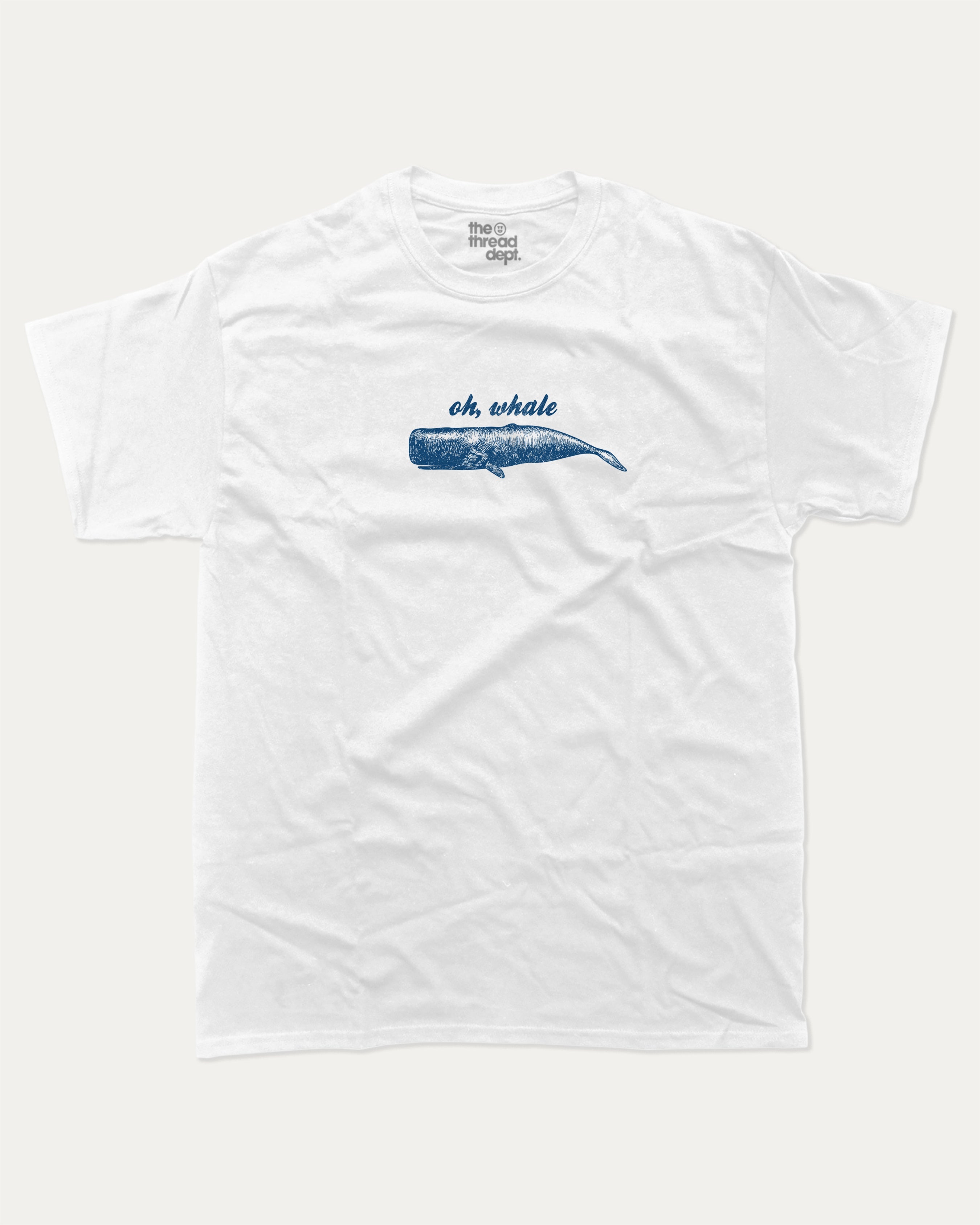 Oh Whale graphic tee with bold and humorous print, funny and trendy graphic. Funny Animal Graphic T shirt, Retro Animal Graphic T shirt, Whale Graphic T shirt,  Perfect for adults and gift-giving. White shirt.