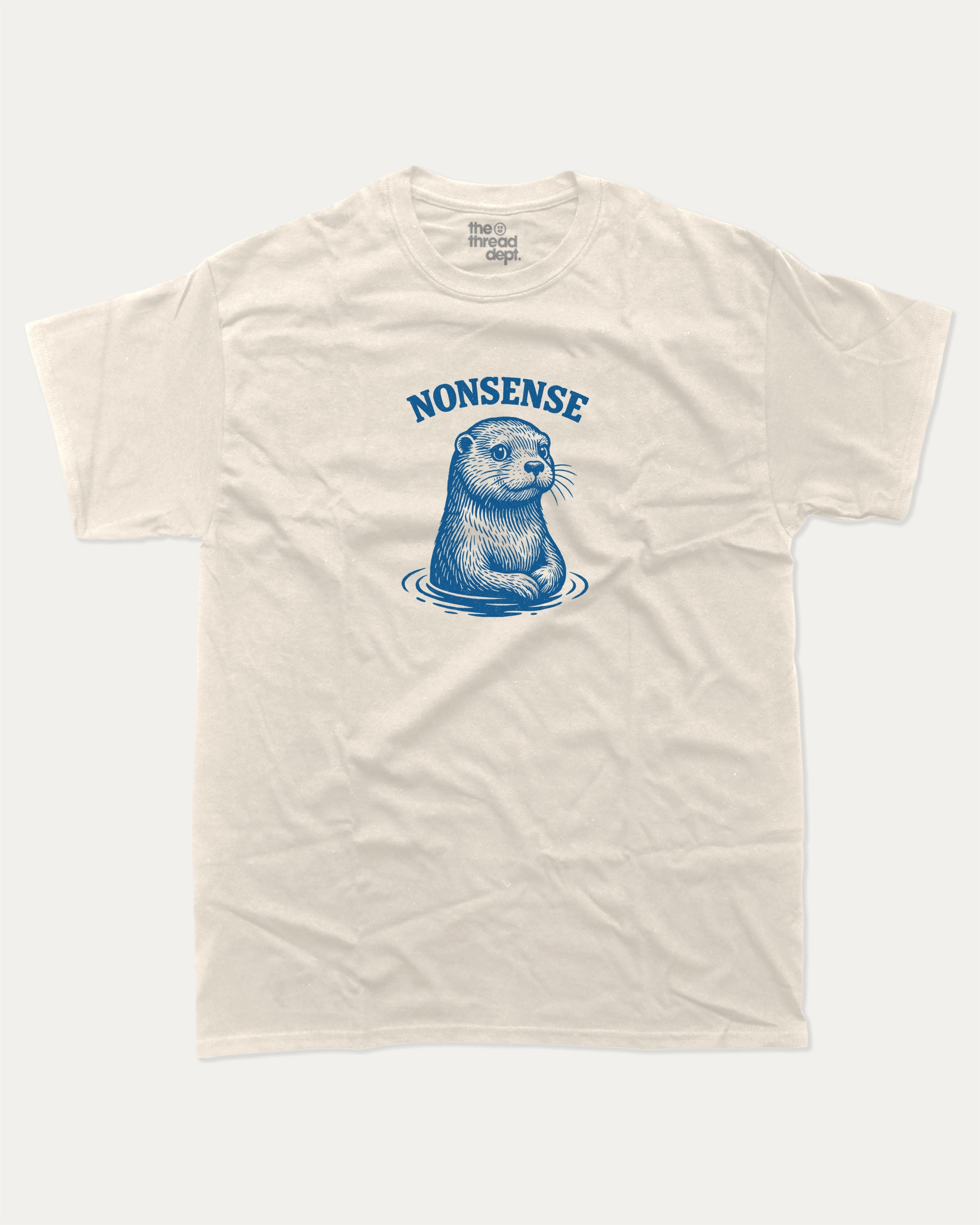 Otter Nonsense graphic tee with bold and humorous print, funny otter graphic. Perfect for adults and gift-giving. Cream shirt.