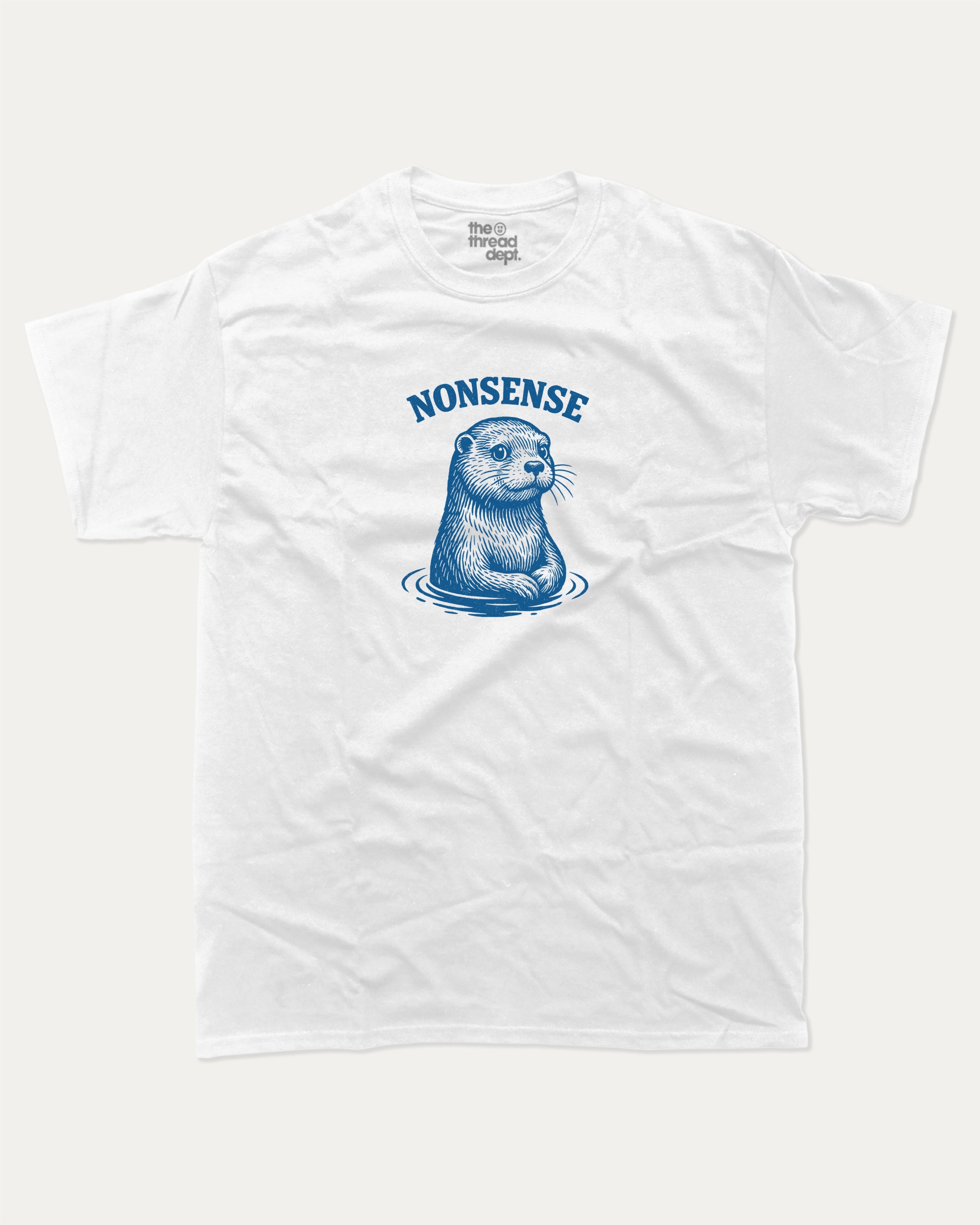 Otter Nonsense graphic tee with bold and humorous print, funny otter graphic. Perfect for adults and gift-giving. White shirt.