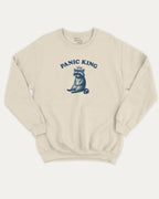 Panic King Raccoon graphic sweatshirt with bold and humorous print, Funny Raccoon Graphic T shirt, Funny Animal Tee, Perfect Gift for Animal Lovers, warm and cozy graphic for everyday wear. Perfect for adults and gift-giving. Natural pullover.