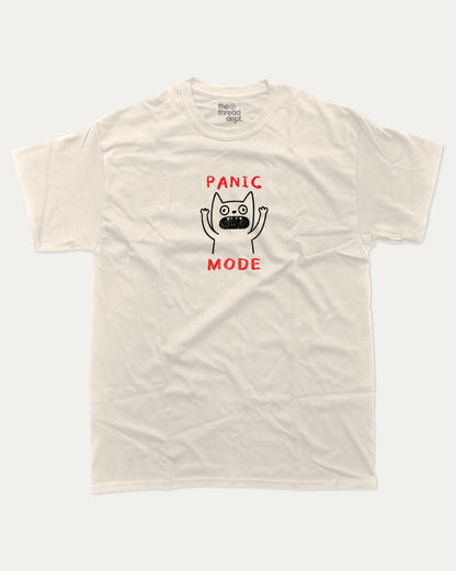 Panic Mode Cat graphic t-shirt, Cute Animal Graphic T shirt, Funny Animal Graphic T shirt, Funny meme Graphic T shirt, Pun Animal Graphic T shirt, A must-have funny tee, trending meme shirt, unique gift idea. Cream.
