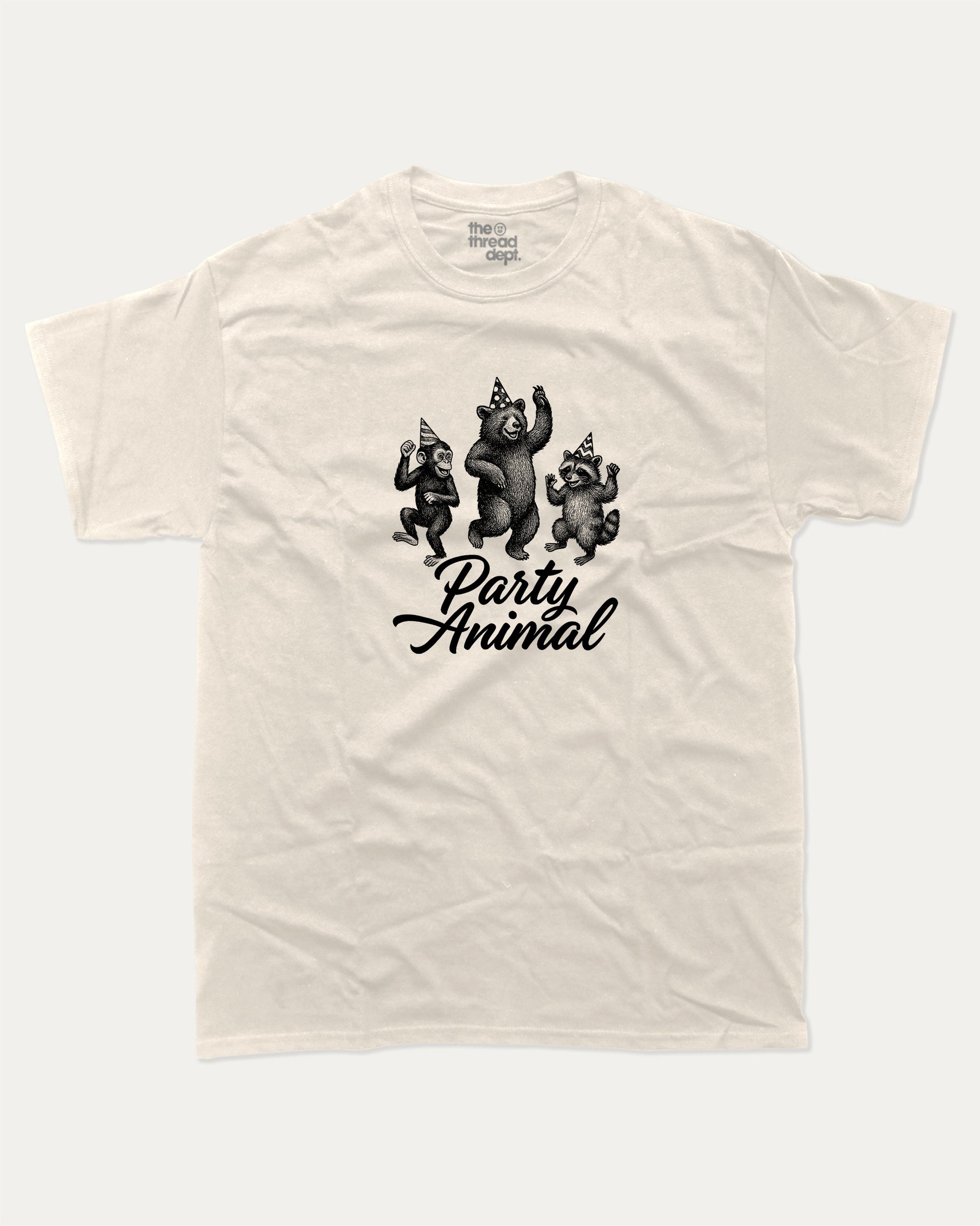 Party Animal graphic t-shirt, perfect for adults. A must-have funny tee, trending meme shirt, funny gift idea. Cream.