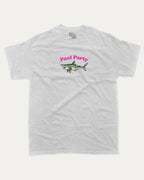 Pool Party graphic tee with bold and humorous print, Funny Shark Graphic Tee, Funny Animal Graphic T shirt, Perfect Gift for Shark Lover, Pun Graphic T shirt, funny and trendy graphic. Perfect for adults and gift-giving. Ash Grey shirt.