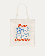Pup Culture graphic tote bag with bold and funny print, Cute Dog Graphic T shirt, Perfect Gift for Dog Lover, reusable tote for school, errands, or gifting. Natural tote bag.