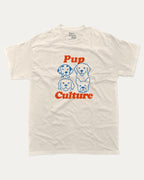 Pup Culture graphic tee with bold and humorous print, Cute Dog Graphic T shirt, Perfect Gift for Dog Lover, funny and trendy graphic. Perfect for adults and gift-giving. Cream shirt.