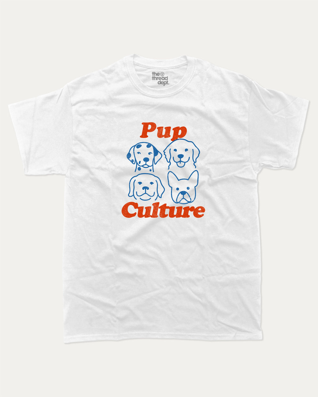 Pup Culture graphic tee with bold and humorous print, Cute Dog Graphic T shirt, Perfect Gift for Dog Lover, funny and trendy graphic. Perfect for adults and gift-giving. White shirt.