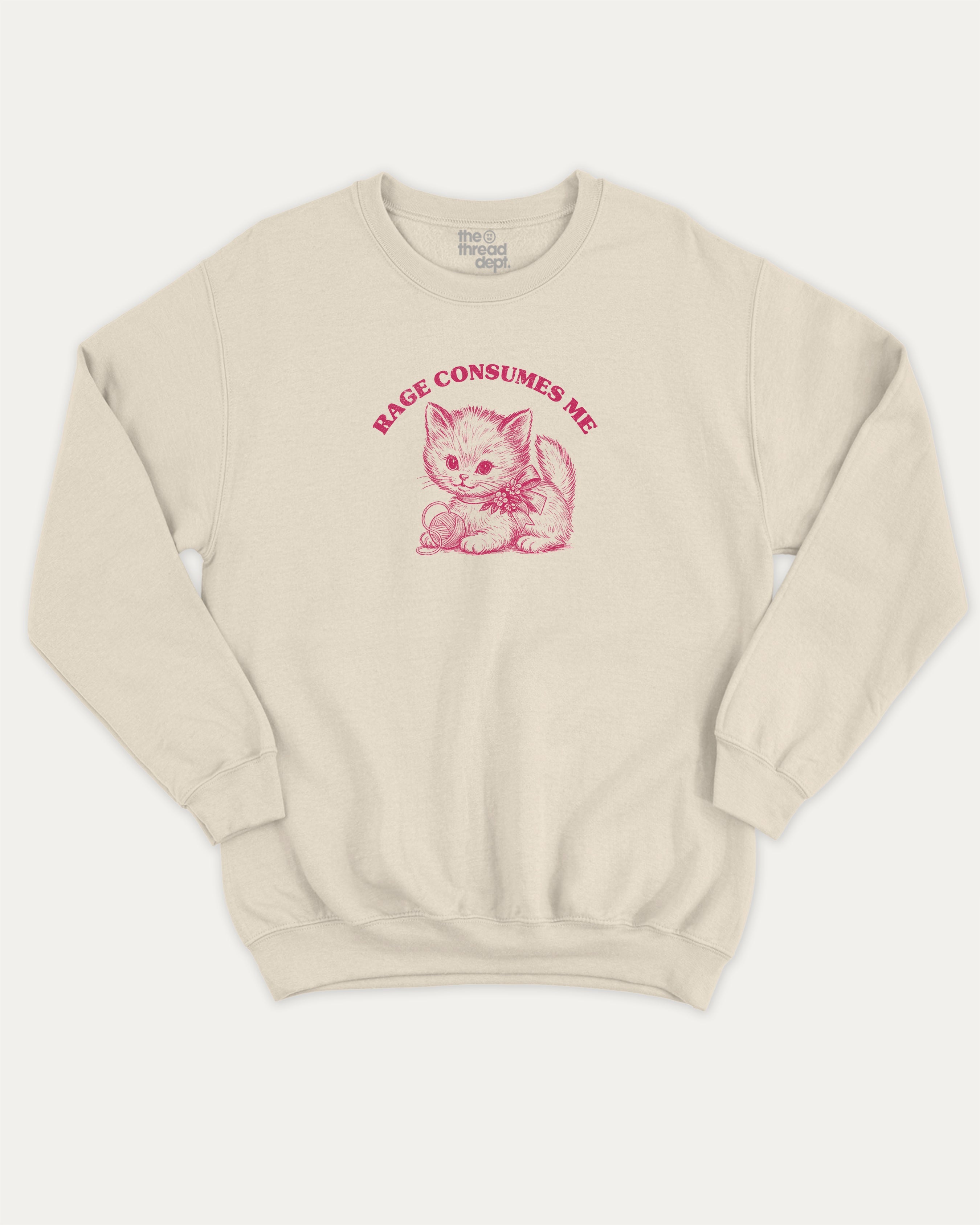 Rage Consumes Me graphic sweatshirt with bold and humorous print, Cute Funny Animal T shirt, Pun Animal Graphic Tee, warm and cozy graphic for everyday wear. Perfect for adults and gift-giving. Natural pullover.