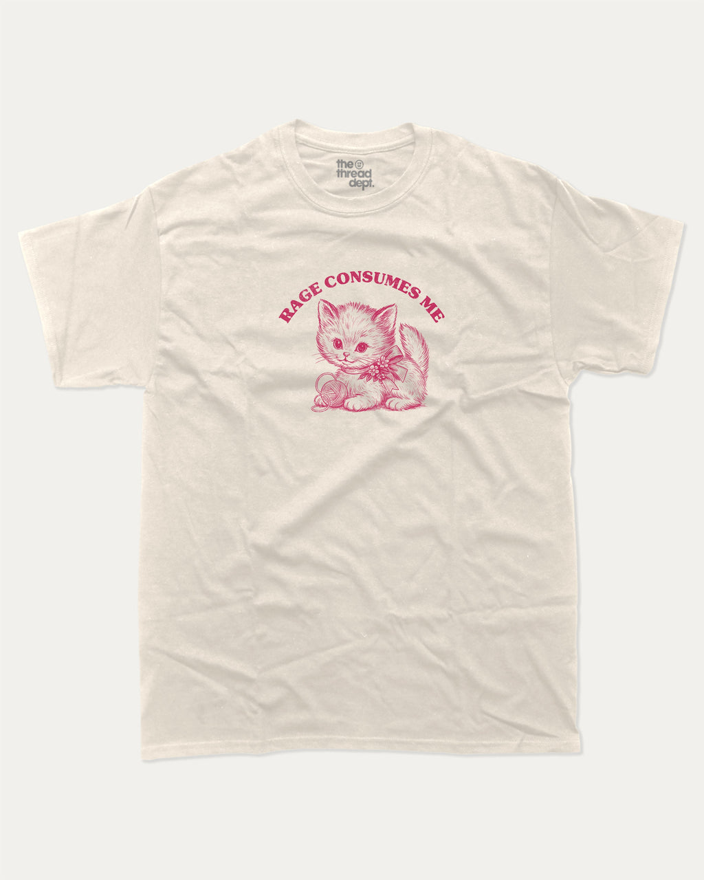 Rage Consumes Me graphic tee with bold and humorous print, Cute Funny Animal T shirt, Pun Animal Graphic Tee, funny and trendy graphic. Perfect for adults and gift-giving. Cream shirt.