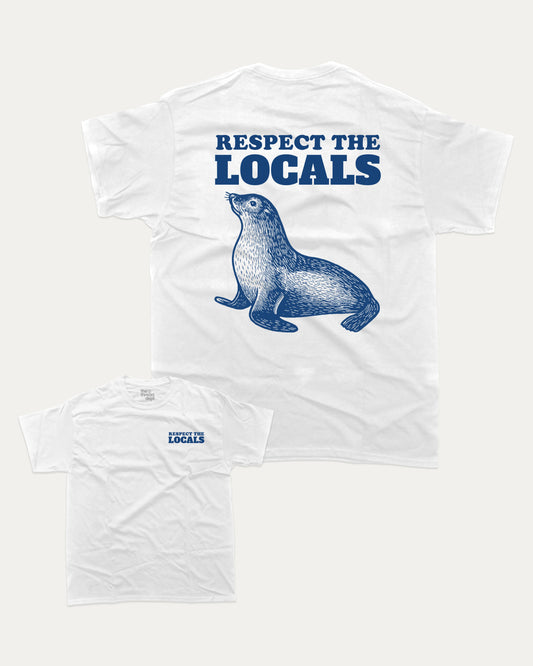 Respect the Locals graphic t-shirt, Animal T shirt, Saving Animals T shirt, North America's Animal T shirt, A must-have funny tee, trending meme shirt, unique gift idea. White.