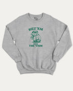 Grey sweatshirt with Capybara graphic and "rizz’em with the 'tism" text graphic pullover