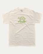 Slow the Fuck Down graphic tee with bold and humorous print, funny and trendy  graphic. T shirt for Animal Lover, Funny Turtle T shirt, Funny Animal Graphic T shirt,  Perfect for adults and gift-giving. Cream shirt.