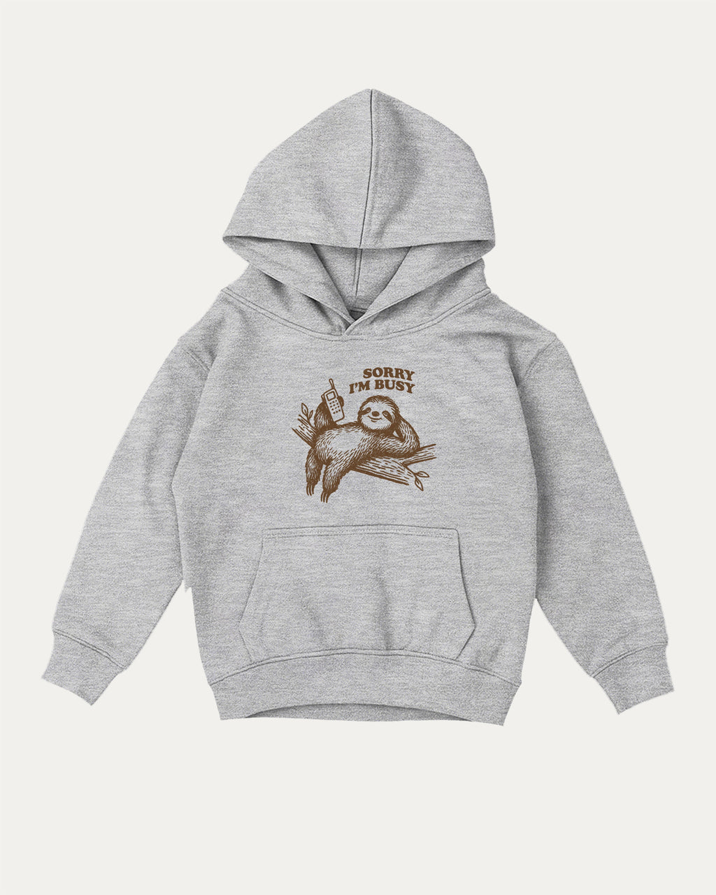 Sorry I'm Busy kids graphic hoodie with cozy fit and fun design, perfect for school, play, and gifting. Heather Grey kids sweater.