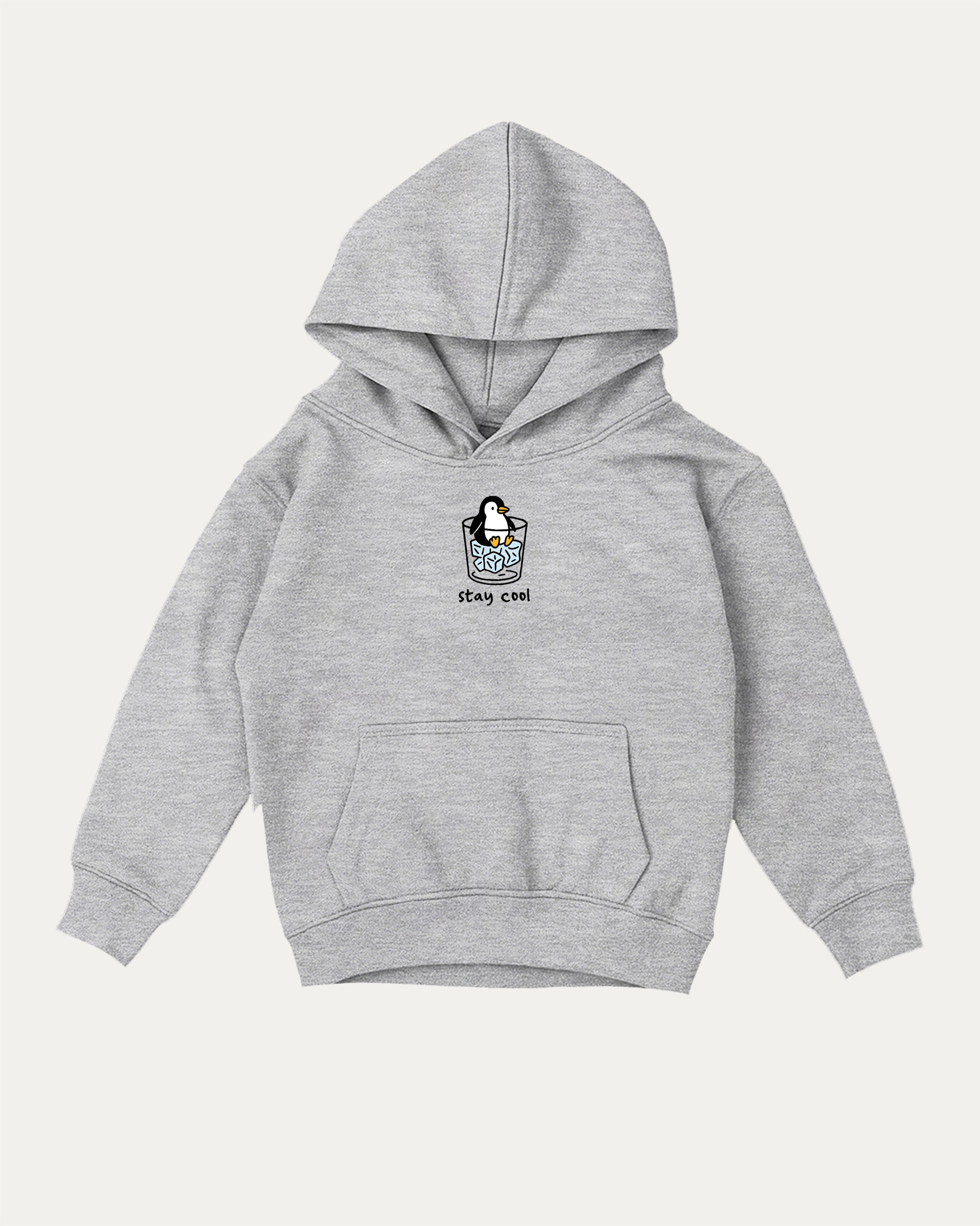 Stay Cool kids graphic hoodie with cozy fit and fun design, perfect for school, play, and gifting. Heather Grey kids sweater.