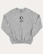 Stay Cool graphic sweatshirt with bold and humorous print, Cute Funny Animal T shirt, Pun Animal Graphic Tee, warm and cozy graphic for everyday wear. Perfect for adults and gift-giving. Heather Grey pullover.