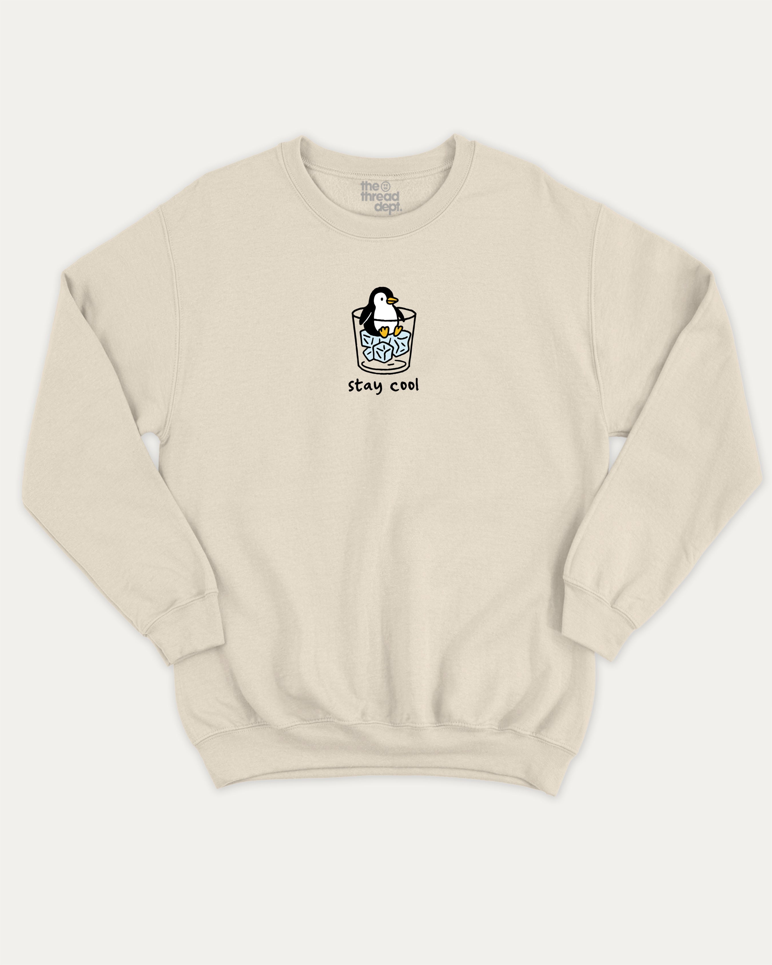 Stay Cool graphic sweatshirt with bold and humorous print, Cute Funny Animal T shirt, Pun Animal Graphic Tee, warm and cozy graphic for everyday wear. Perfect for adults and gift-giving. Natural pullover.