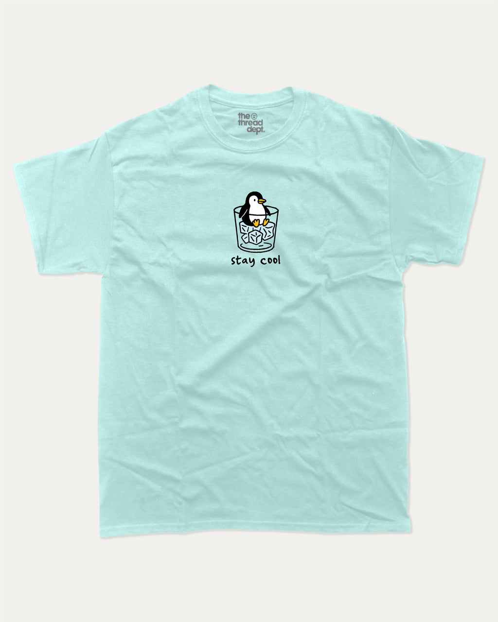 Stay Cool graphic tee with bold and humorous print, Cute Funny Animal T shirt, Pun Animal Graphic Tee, funny and trendy graphic. Perfect for adults and gift-giving. Celadon shirt.