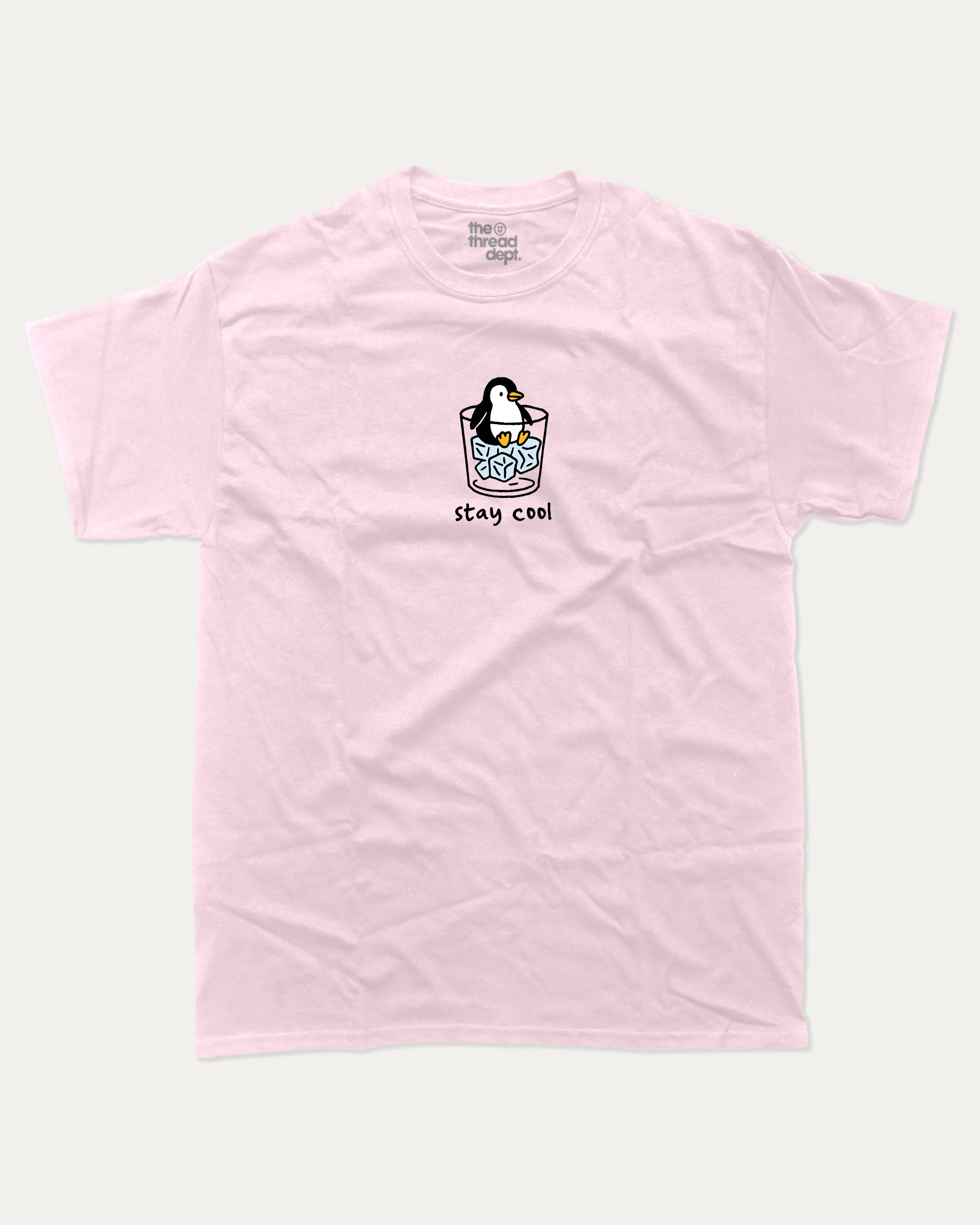 Stay Cool graphic tee with bold and humorous print, Cute Funny Animal T shirt, Pun Animal Graphic Tee, funny and trendy graphic. Perfect for adults and gift-giving. Pink shirt.