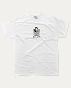 Stay Cool graphic tee with bold and humorous print, Cute Funny Animal T shirt, Pun Animal Graphic Tee, funny and trendy graphic. Perfect for adults and gift-giving. White shirt.