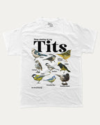 Stop Staring At My Tits graphic tee with bold and humorous print, Bird Graphic T shirt, Retro Tit Graphic T shirt, Animal Graphic T shirt, funny and trendy graphic. Perfect for adults and gift-giving. White shirt.